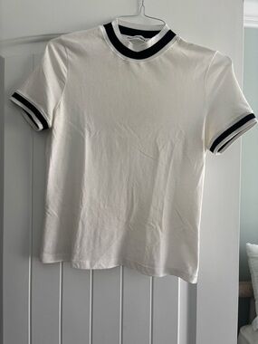 Alexander Wang White Tee with Black Contrast Collar